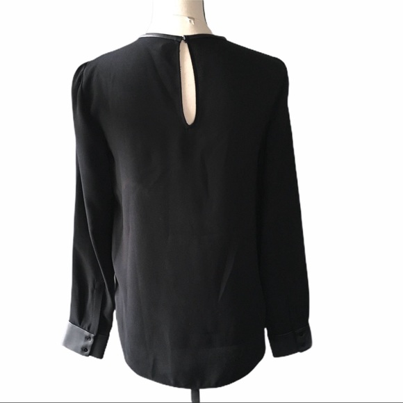 ZARA Long Sleeve Top with Leather Detail - Size XS - Picture 3 of 7